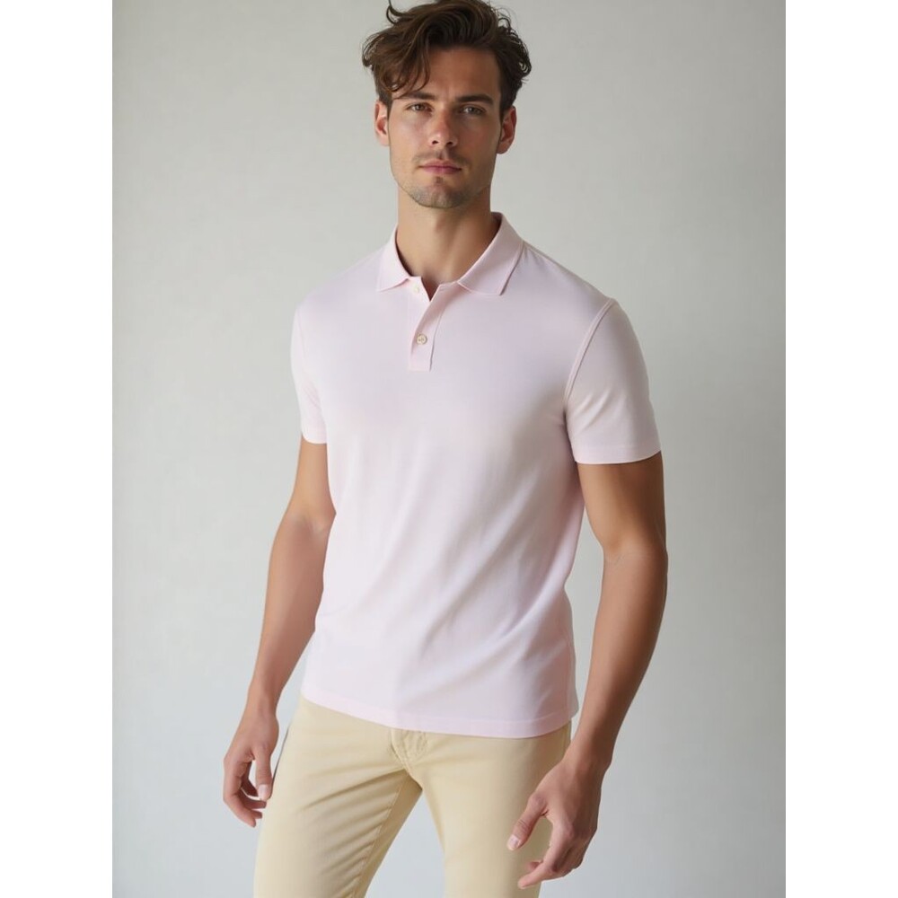 BLOOMINGDALES Polo Shirt Mens Small Light Pink Supima Cotton Pullover